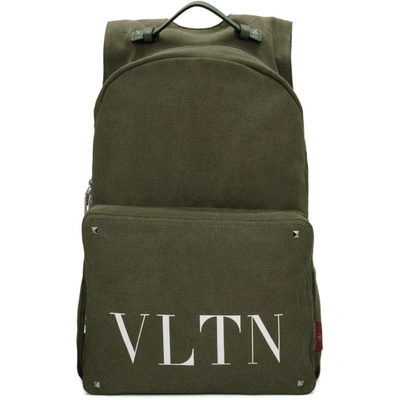 Valentino Garavani Vltn-print Canvas Backpack In Military Green