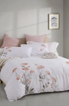 Melange Orange Hydrangea Embroidery Duvet Cover Set In Orange/ White