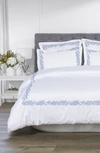 Melange Home Floral Embroidered 600 Thread Count 100% Cotton Duvet Cover Set In Blue