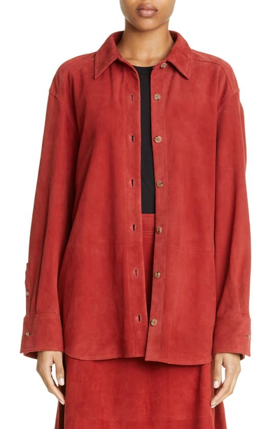 Loulou Studio Ora Suede Shirt In Cherry