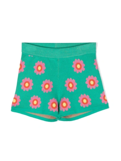 Stella Mccartney Kids' Knitted Floral-print Shorts In Colourful