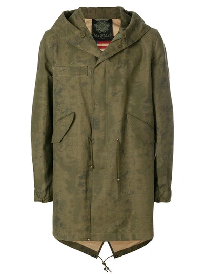 Mr & Mrs Italy Antique Effect Midi Parka In Green