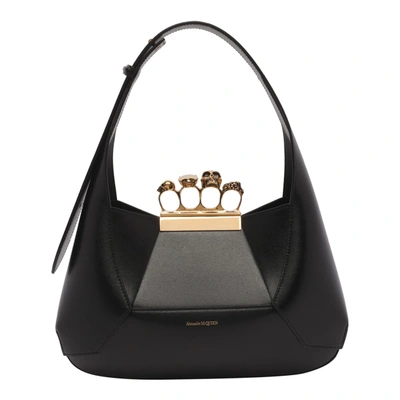 Alexander Mcqueen Jewelled Hobo Handbag In Black