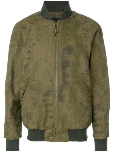 Mr & Mrs Italy Antique Effect Bomber Jacket In Green