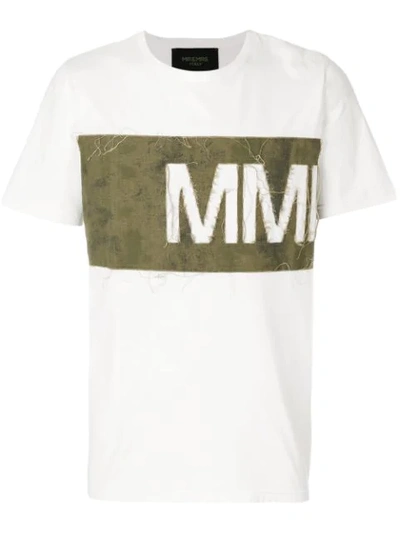 Mr & Mrs Italy Distressed Logo Panel T-shirt In White