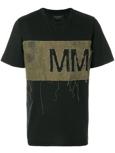 Mr & Mrs Italy Distressed Logo Panel T-shirt In Black
