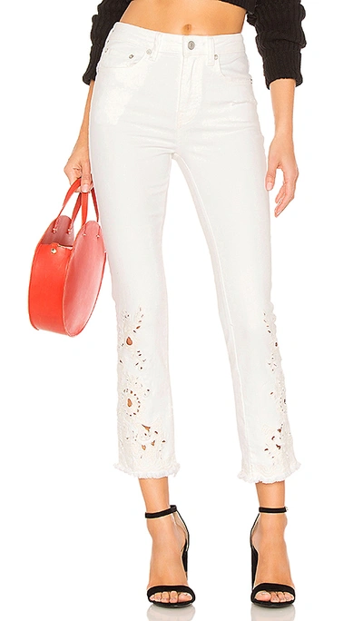 Free People Cutwork Cigarette Jeans In Ivory