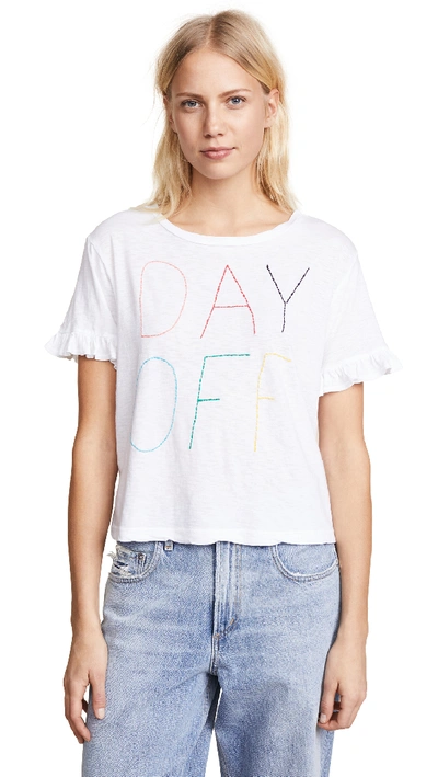 Sundry Day Off Ruffle Tee In White