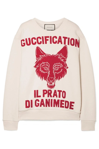Gucci Oversized Printed Cotton-terry Sweatshirt In Ecru
