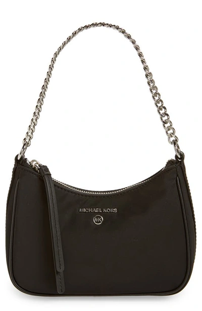 Michael Kors Jet Set Charm Small Shoulder Bag In Nylon Gabardine In Black