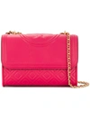 Tory Burch Fleming Leather Small Convertible Shoulder Bag In Bright Azalea