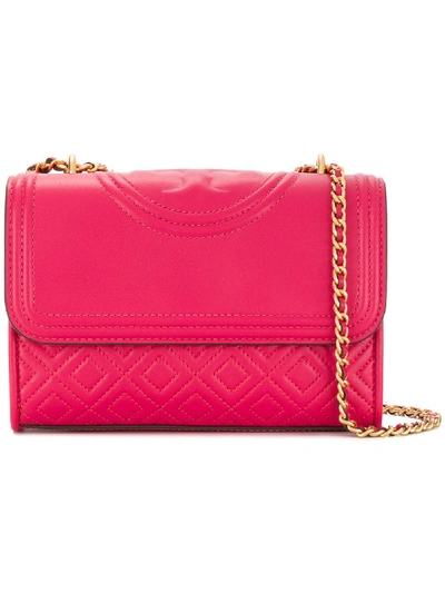 Tory Burch Fleming Leather Small Convertible Shoulder Bag In Bright Azalea