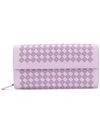 Bottega Veneta Intrecciato Leather Flap Wallet In Pink & Purple
