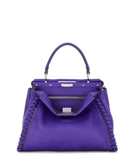 Fendi Peekaboo Medium Whipstitch Satchel Bag, Purple | ModeSens