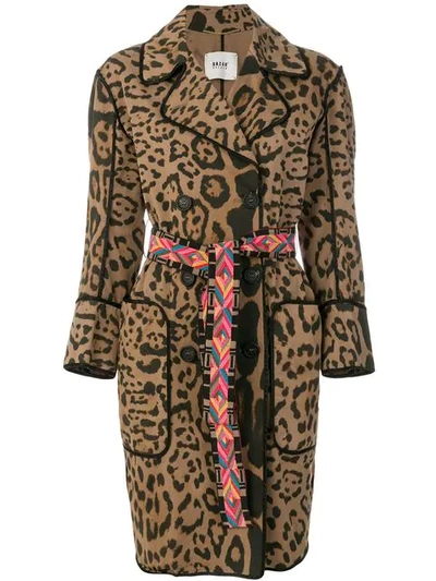 Bazar Deluxe Leopard Print Double Breasted Coat - Brown