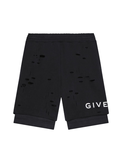 Givenchy Board Fit Hole Shorts In Faded Black