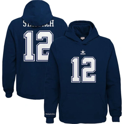 Mitchell & Ness Kids' Big Boys  Navy Dallas Cowboys Retired Player Name And Number Pullover Hoodie