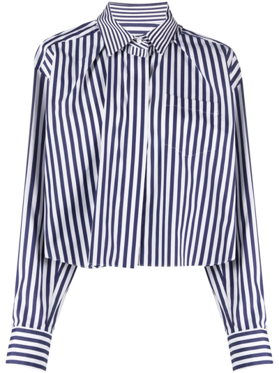 Sacai Striped Cotton Poplin Crop Shirt In Multi-colour