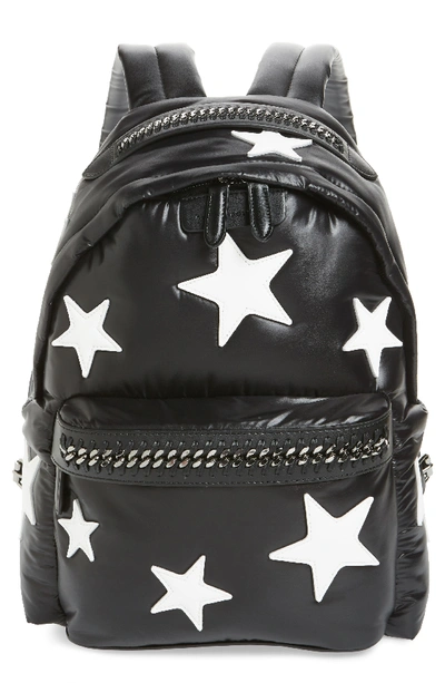 Stella McCartney Black Backpack with White Star Detail Stella McCartney Black Polyamide Falabella Go Star Backpack  main image 2