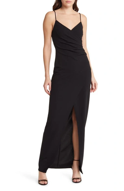 Lulus Sweetest Admirer Black Ruched Surplice Maxi Dress