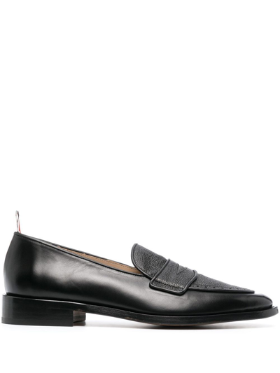 Thom Browne Varsity Penny-slot Loafers In Black