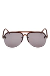 Tom Ford Terry 62mm Oversize Aviator Sunglasses In Brown/purple Solid