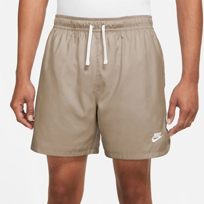 Nike Men's Club Woven Washed Flow Shorts In Beige/white