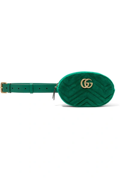 Gucci Gg Marmont Quilted Velvet And Leather Belt Bag