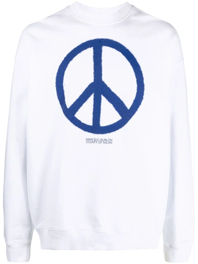 Marcelo Burlon County Of Milan County Peace Printed Sweatshirt In White,blue