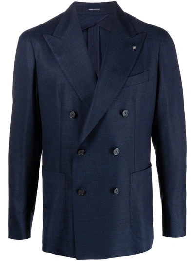 Tagliatore Double-breasted Blazer Jacket In Blue