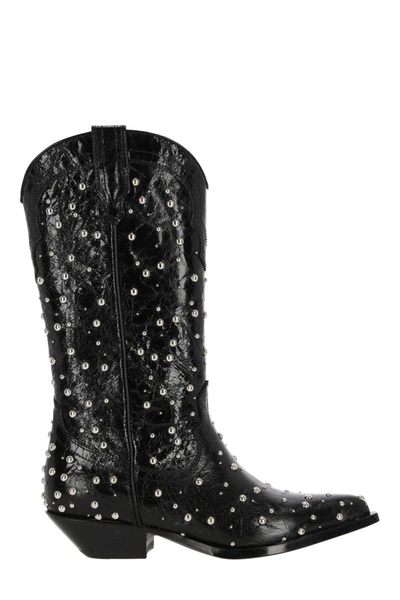 Sonora Studded Western-style Boots In Black