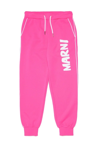 Marni Kids' Mp22u Trousers  Pink Trousers In Technical Fabric With  Brush Logo