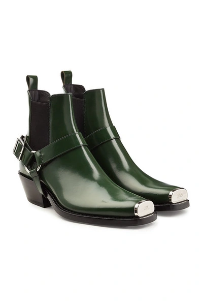Calvin Klein 205w39nyc Western Harness Leather Ankle Boots In Green |  ModeSens