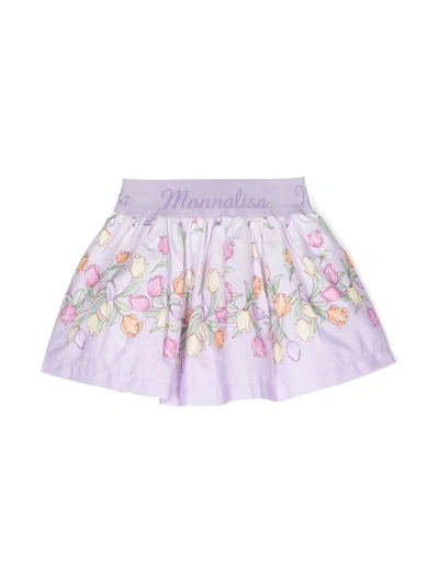 Monnalisa Babies' Logo-waistband Floral-print Shorts In Purple