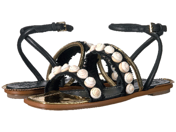 tory burch black and gold sandals