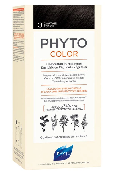 Phyto Colour Permanent Hair Colour In 3 Dark Brown