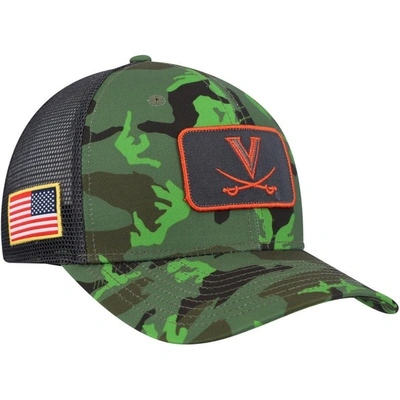 Nike Men's  Camo, Black Virginia Cavaliers Classic99 Veterans Day Trucker Snapback Hat In Camo,black