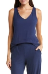 Cozy Earth Scoop Neck Pajama Top In Navy