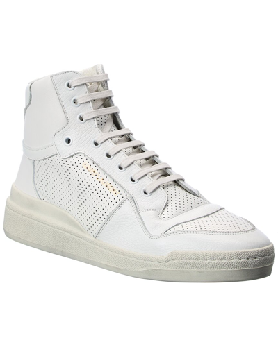 Saint Laurent Leather High-top Sneaker In White