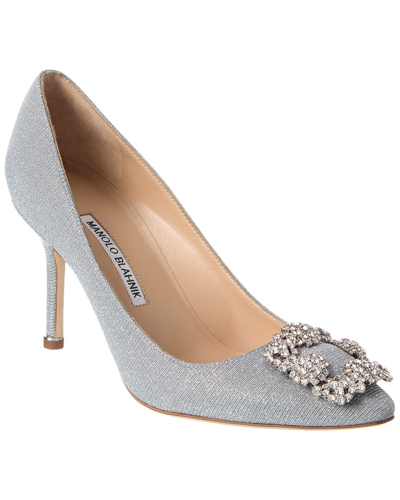 Manolo Blahnik Hangisi 70 Glitter Pump In Silver