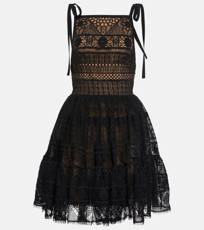 Elie Saab Crocheted Lace A-line Dress In Black