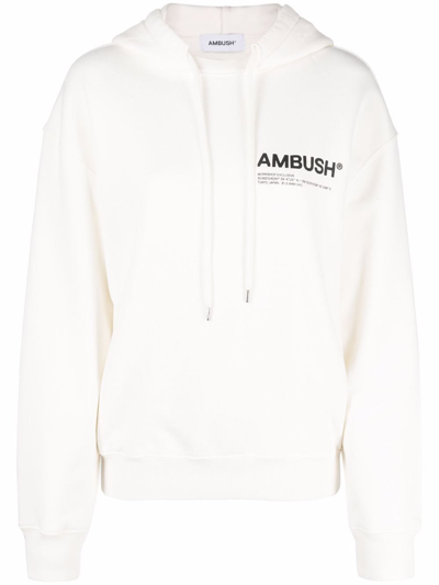 Ambush Cotton Logo Hoodie In White