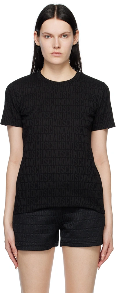 Moschino Black Jacquard T-shirt In Black A0555