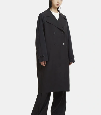 Yang Li Contrast Sleeve Trench Coat In Black