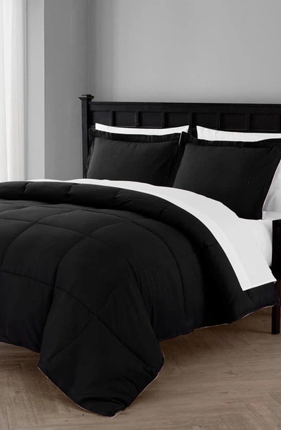 Vcny Home Lincoln Down Alternative Reversible Bed-in-a-bag Comforter Set In Black