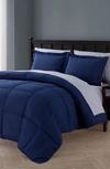 Vcny Home Lincoln Down Alternative Reversible Bed-in-a-bag Comforter Set In Navy