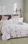 Melange Golden Hydrangea Embroidered Duvet Set In Yellow/ White