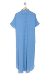 Boho Me Long Shirt Dress In Blue