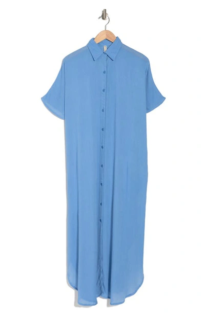 Boho Me Long Shirt Dress In Blue
