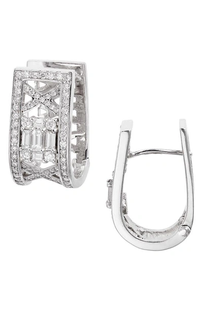 Mindi Mond Clarity Lattice Diamond Hoop Earrings In 18kwg